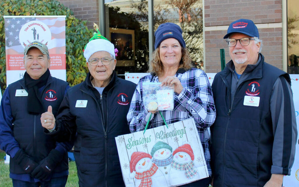 Trees for Veteran's holding our goodie bags handpacked by our residents